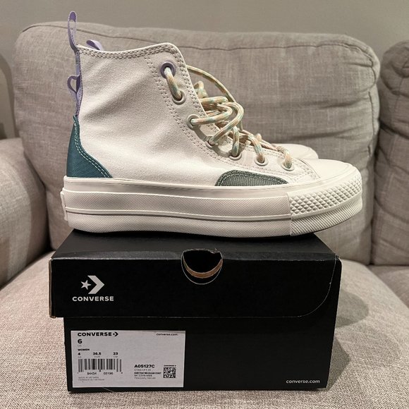 Converse Chuck Taylor All Star Lift Platform Colorblock Overlay Sneakers Size 6 - Picture 3 of 5